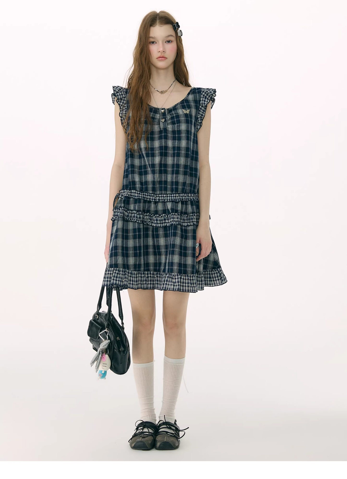 ziziFei - Plaid Ruffle Waist Dress dress ziziFei
