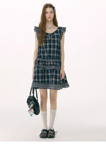 ziziFei - Plaid Ruffle Waist Dress dress ziziFei