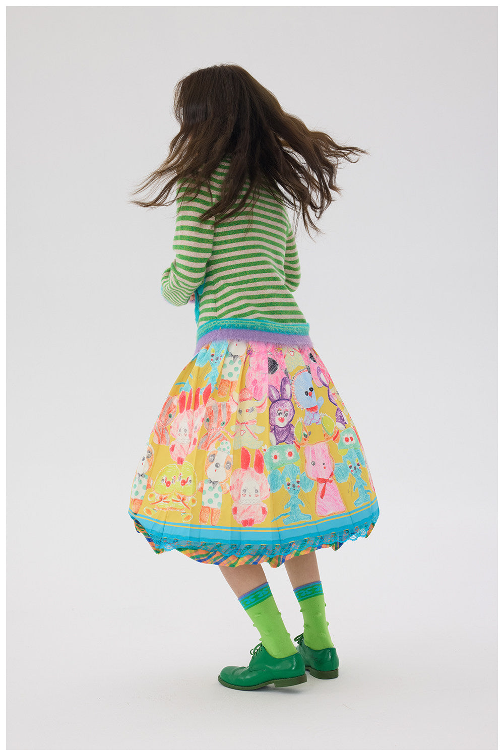tntntutu - Colorblock Lace Pleated Skirt skirt tntntutu