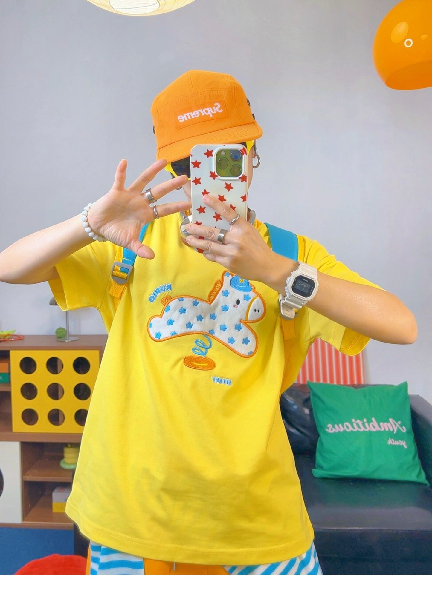 KURIOSITAET - Yellow Embroidered Dopamine Tee tee KURIOSITAET