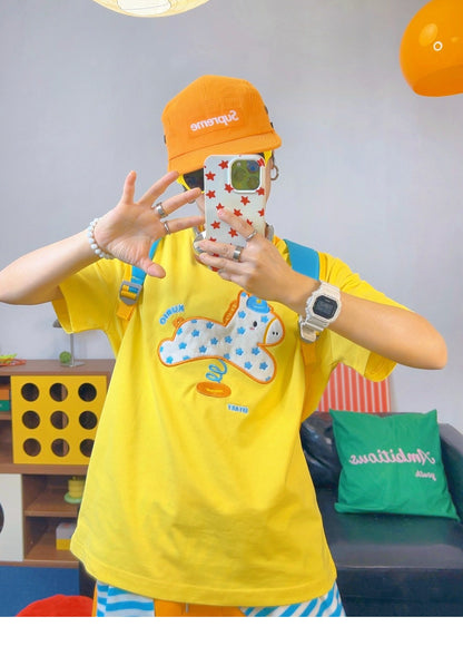 KURIOSITAET - Yellow Embroidered Dopamine Tee tee KURIOSITAET