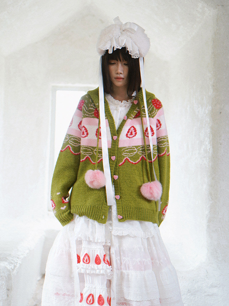 Daytoday Everyday Institute - Strawberry Matcha Cake Cardigan coat daytoday everyday institute