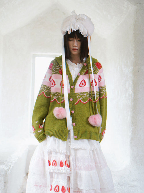 Daytoday Everyday Institute - Strawberry Matcha Cake Cardigan coat daytoday everyday institute