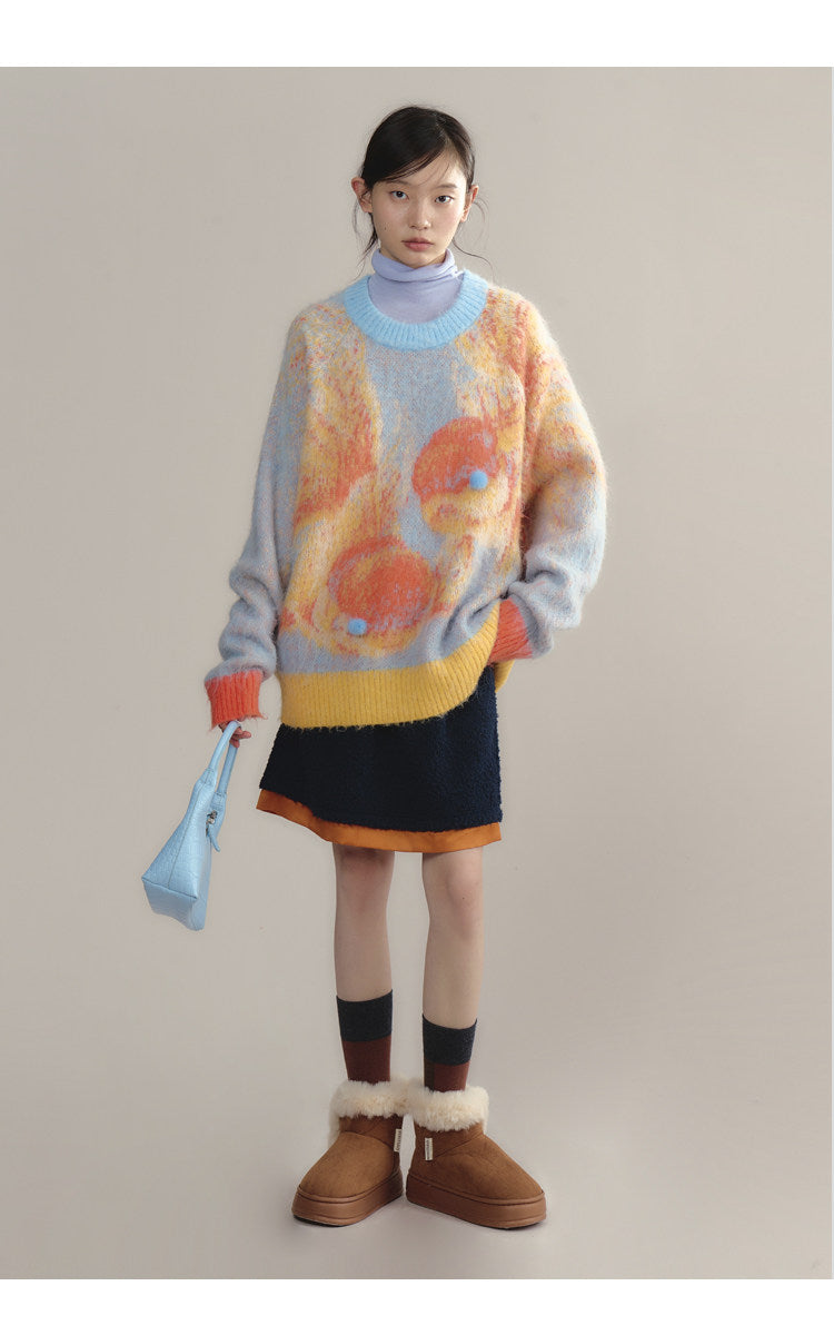 uare - Blue Koi Fish Knit Sweater sweater uare