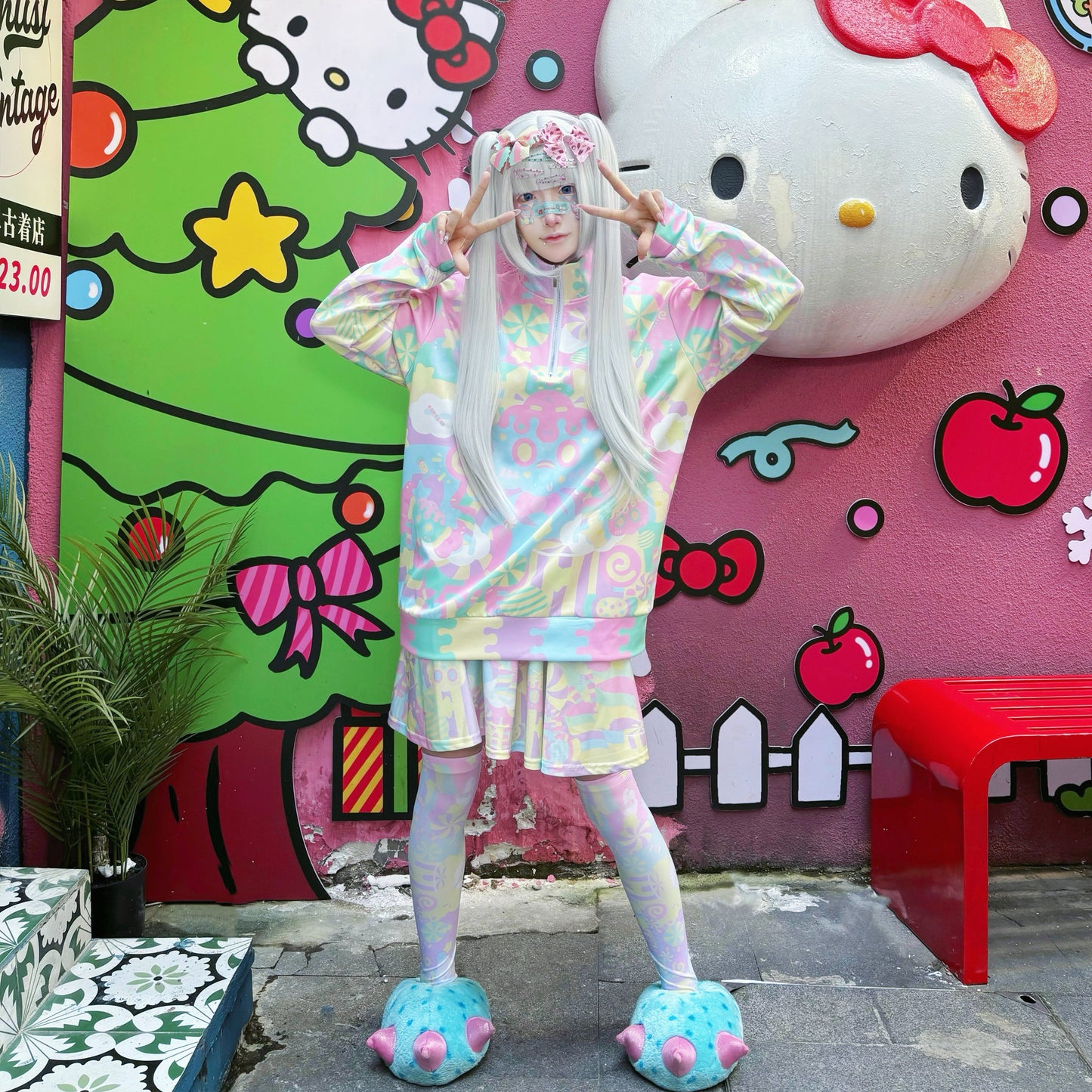 Rainbow Universe RUX - Pastel Macaron Decora Kei Skirt Set set Rainbow Universe RUX