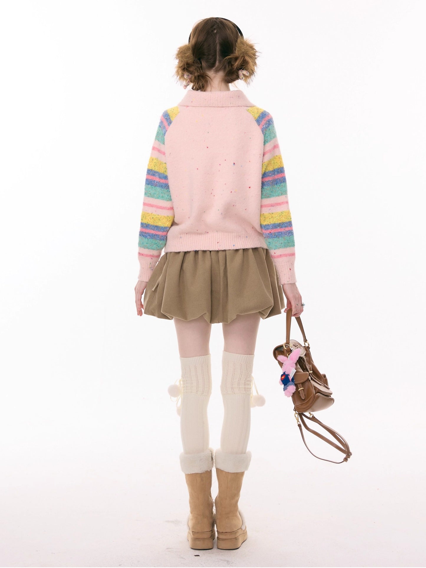 ziziFei - Girly Kei Rainbow Polo Knit Sweater sweater ziziFei