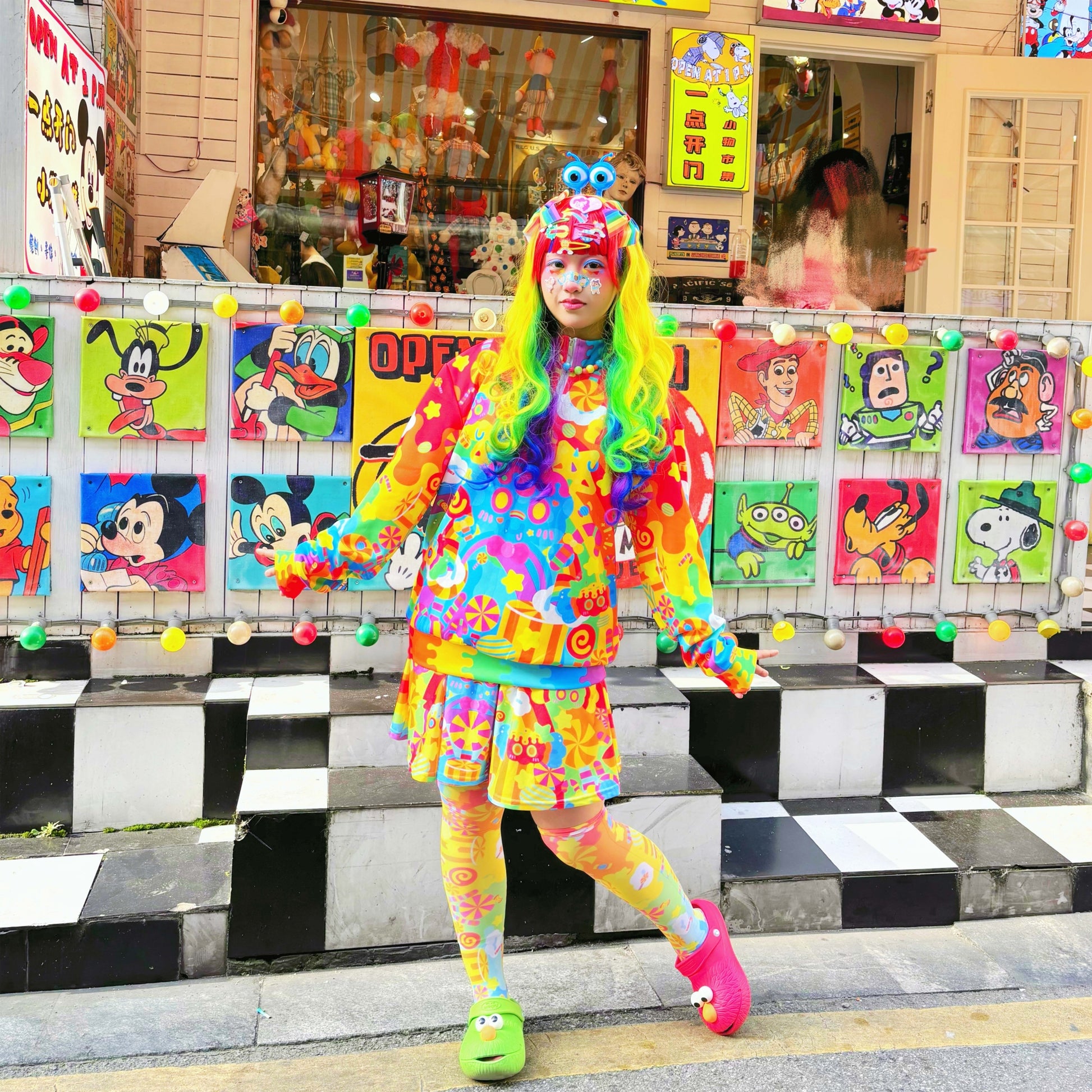 Rainbow Universe RUX - Decora Rainbow Zip Sweatshirt Skirt Set set Rainbow Universe RUX