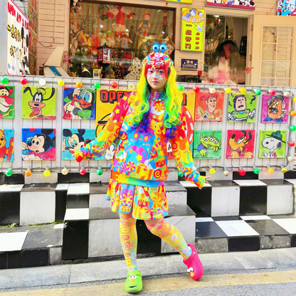 Rainbow Universe RUX - Decora Rainbow Zip Sweatshirt Skirt Set set Rainbow Universe RUX