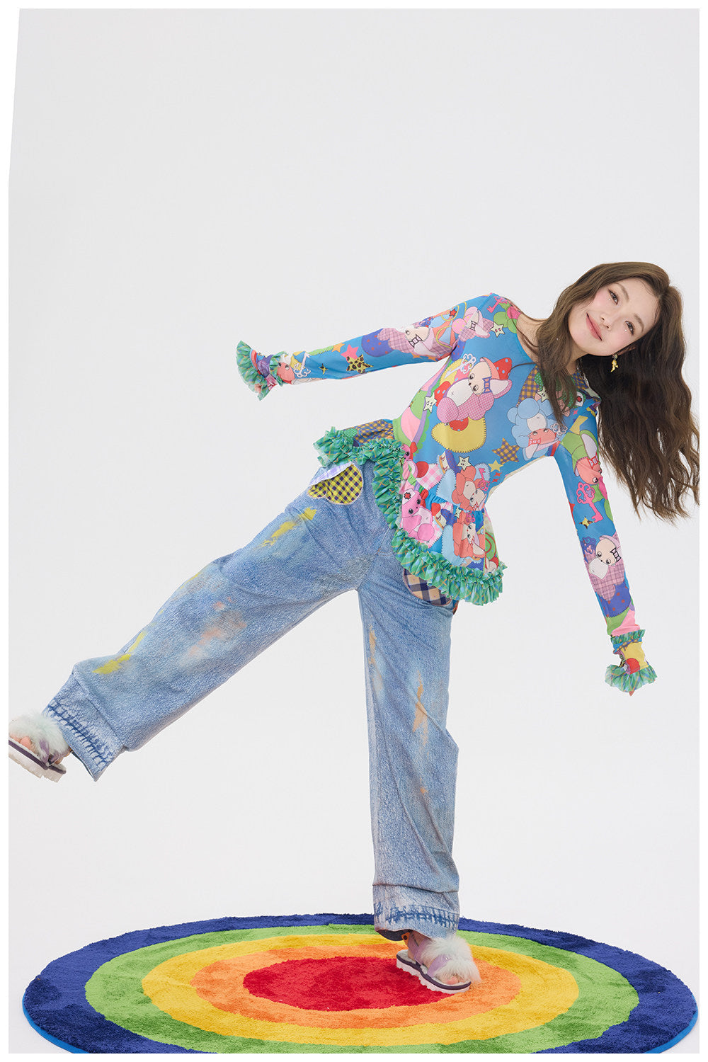 tntntutu - Cartoon Mesh Ruffle Top shirt tntntutu