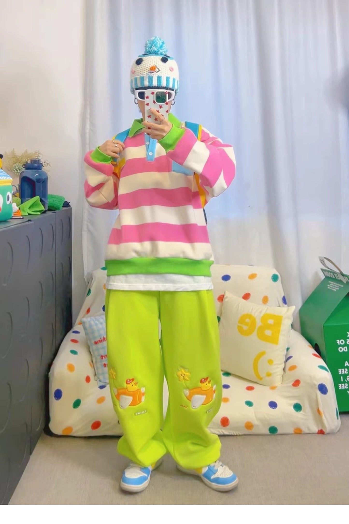 KURIOSITAET - Green Wide Leg Sweatpants pants KURIOSITAET