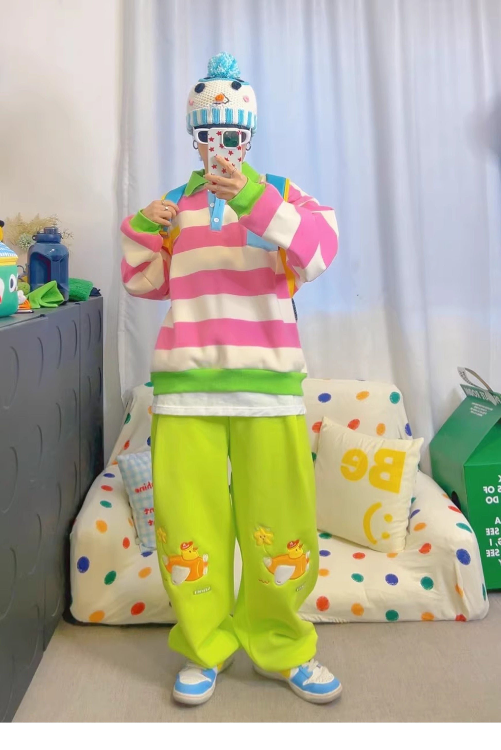 KURIOSITAET - Green Wide Leg Sweatpants pants KURIOSITAET