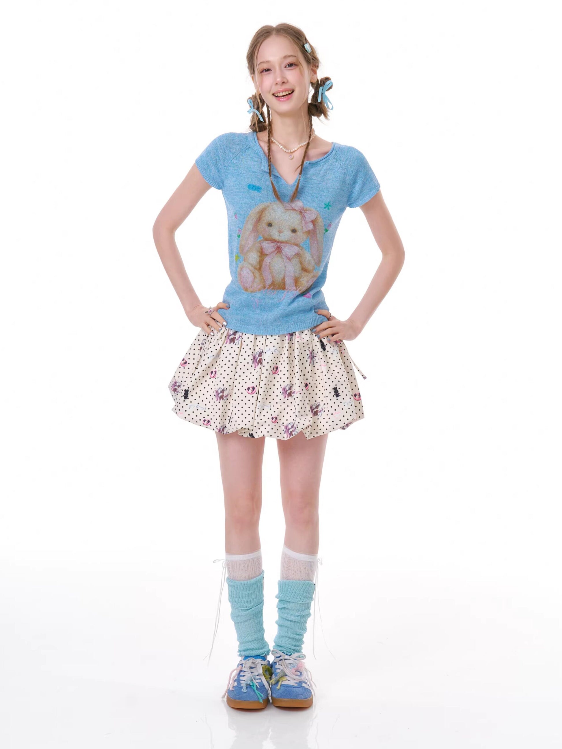 ziziFei - Bunny Polka Puff Mini Skirt skirt ziziFei