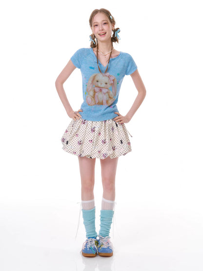 ziziFei - Bunny Polka Puff Mini Skirt skirt ziziFei