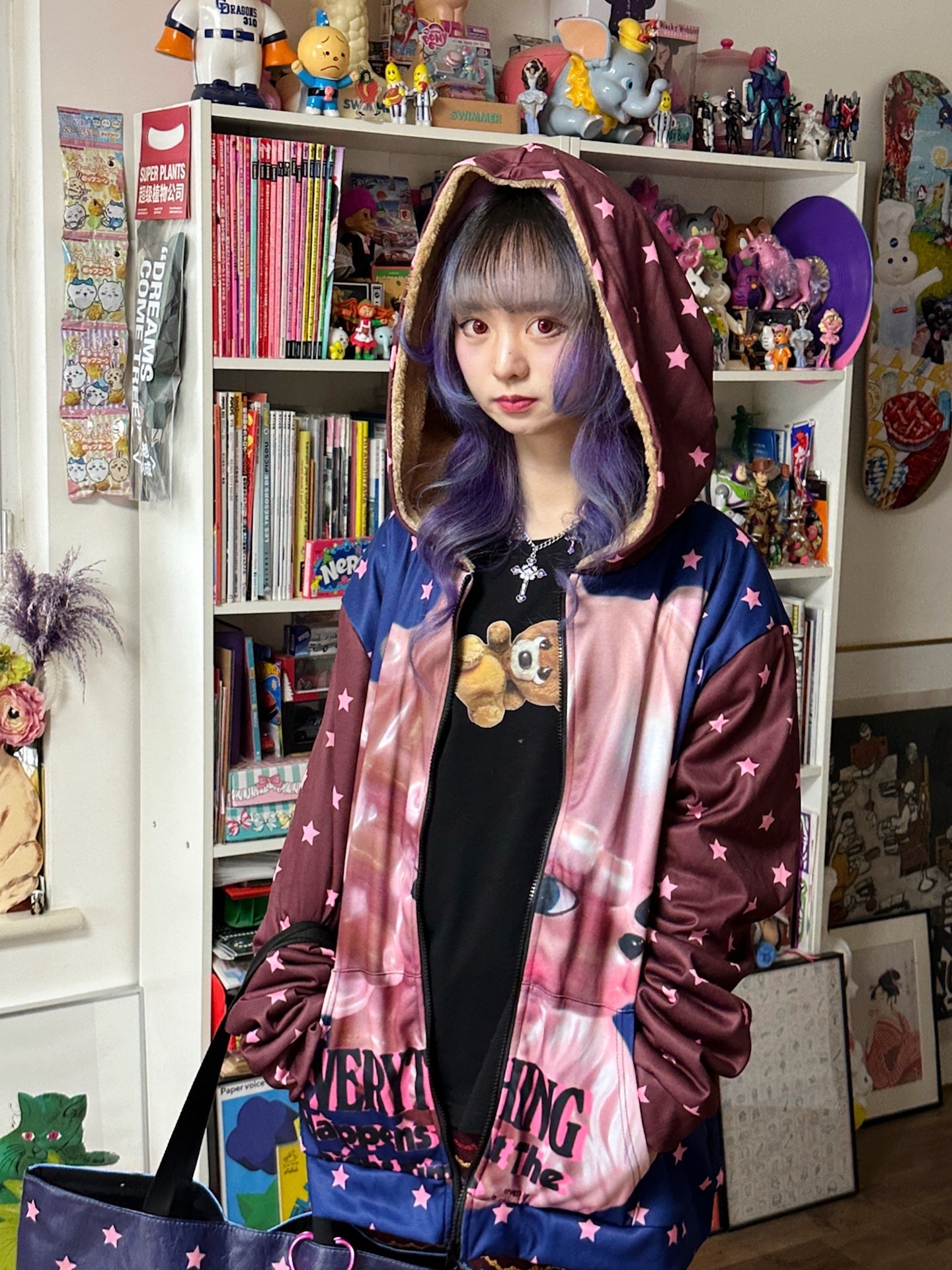bunnybunnygun - Harajuku Colorblock Fleece Zip Hoodie hoodie bunnybunnygun