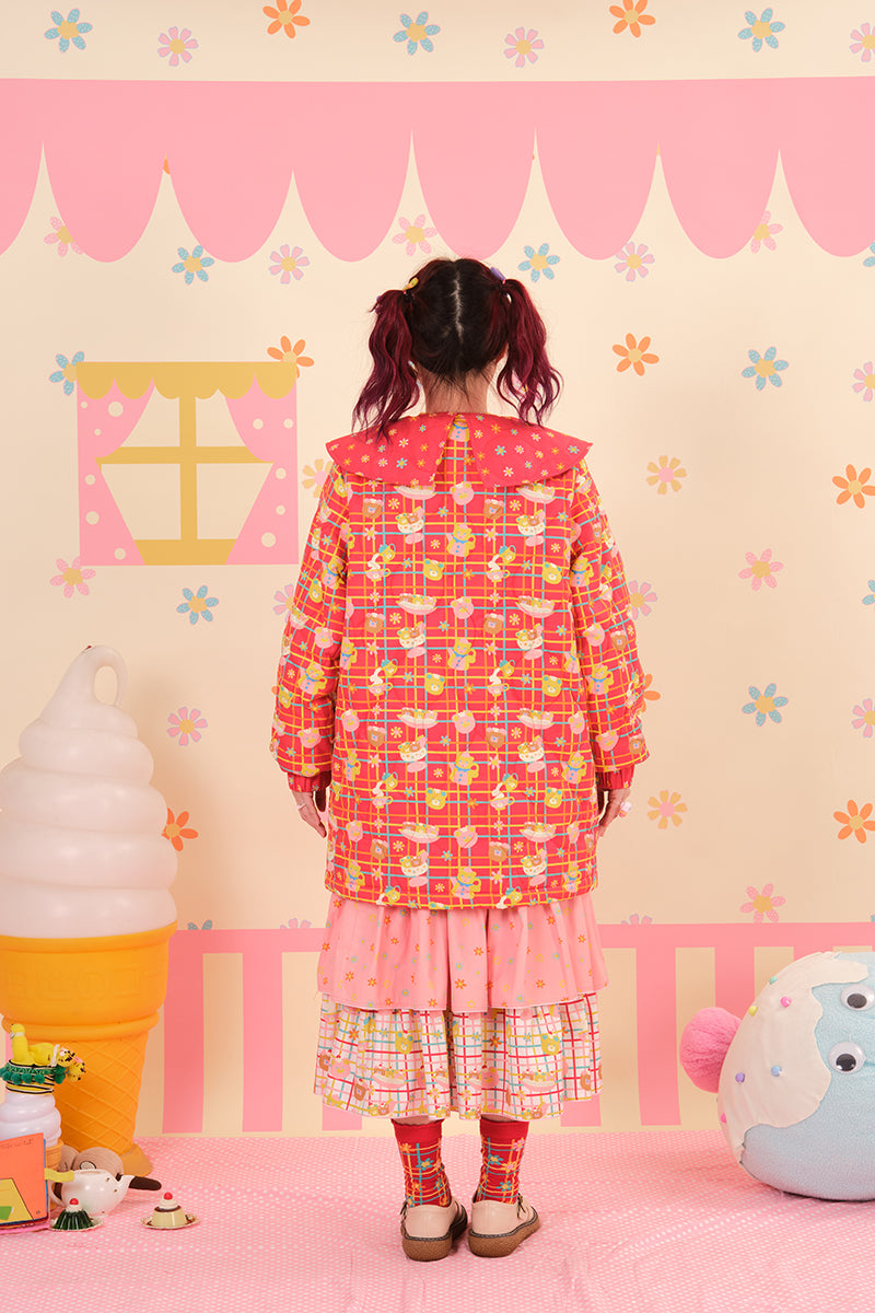 NIKKOU - Kawaii Doll Collar Quilted Cotton Coat coat Nikkou home