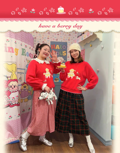 Little Berry - Kawaii Girl Illustration Red Sweater sweater Little Berry