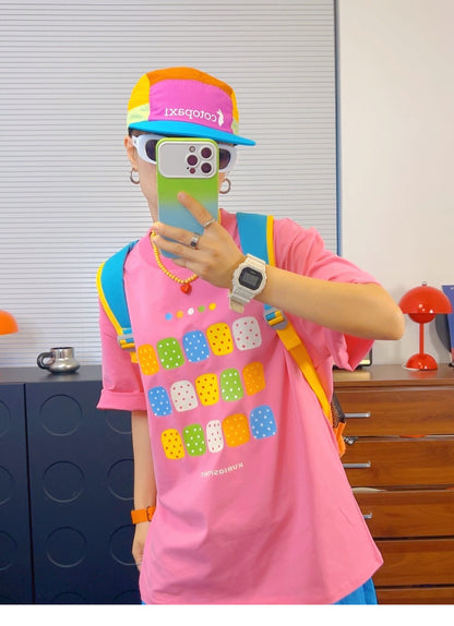 KURIOSITAET - Pink Polka Dot Graphic T-Shirt