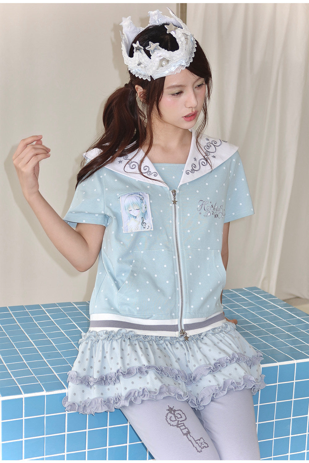 Hashtag DDD - Sailor Dreamcore Polka Dot Cardigan tshirt Hashtag DDD