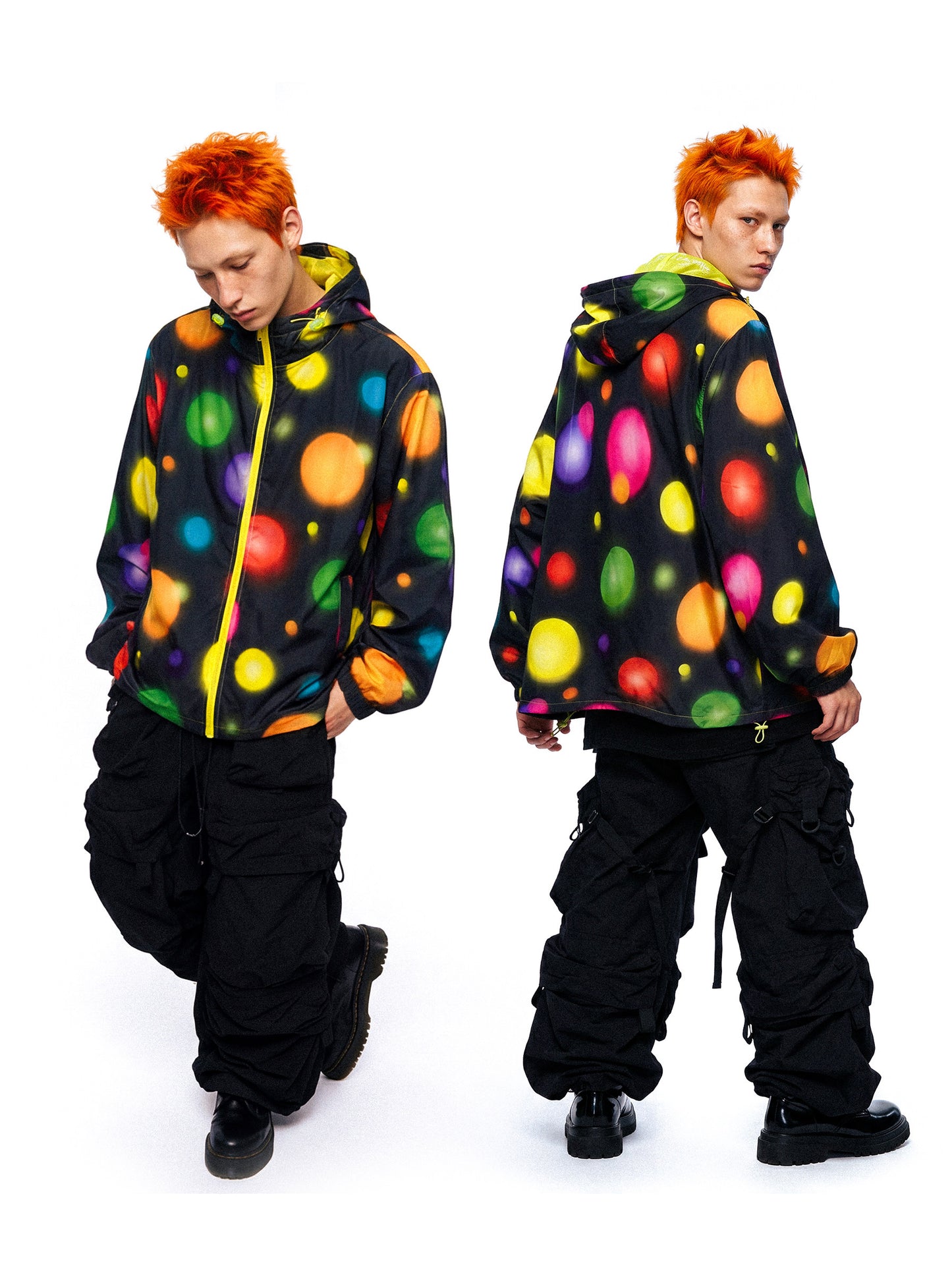 DeadEndKids - Black Polka Dot Techwear Windbreaker Jacket jacket DeadEndKids