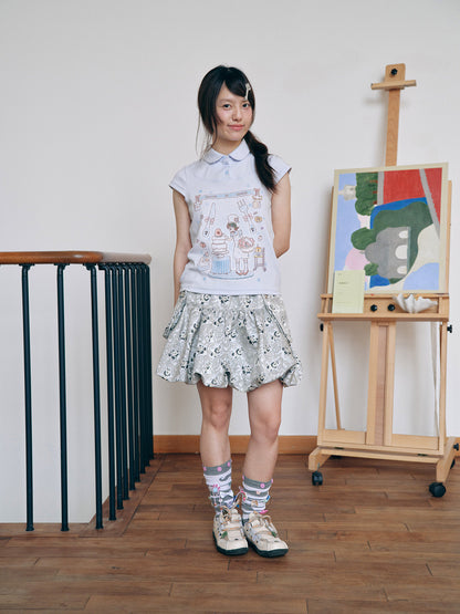 Have A Meal - Peter Pan Collar Cotton Tee