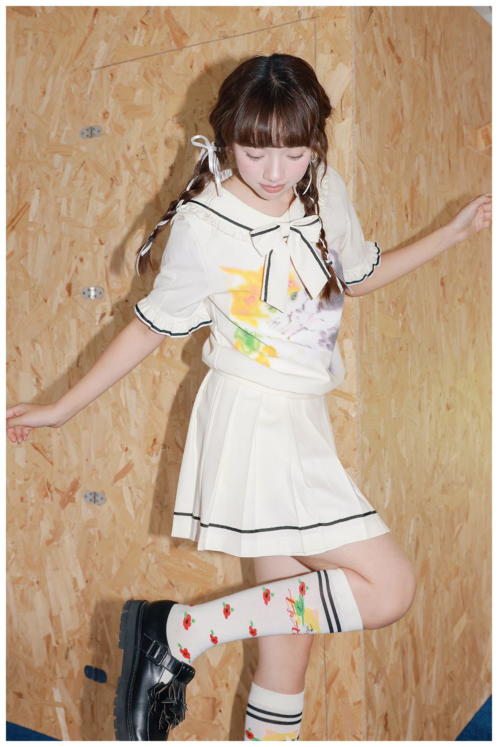 Tntntutu - Kidcore Cat Print Sailor Set set tntntutu
