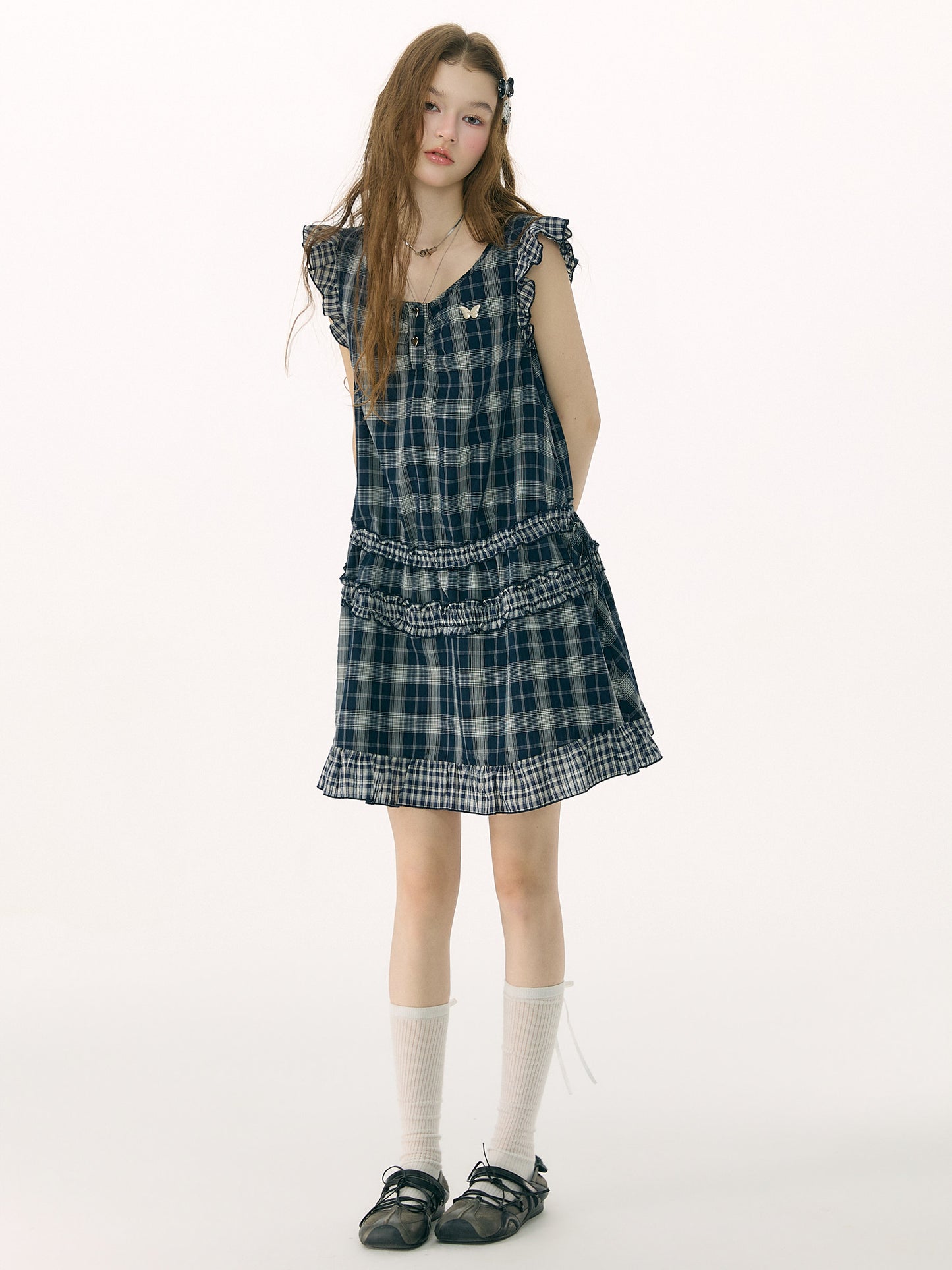 ziziFei - Plaid Ruffle Waist Dress dress ziziFei