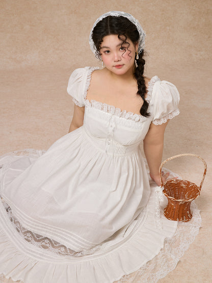 LaceMade - French Style Cinderella Cotton Lace Princess Dress Plus Size dress LaceMade