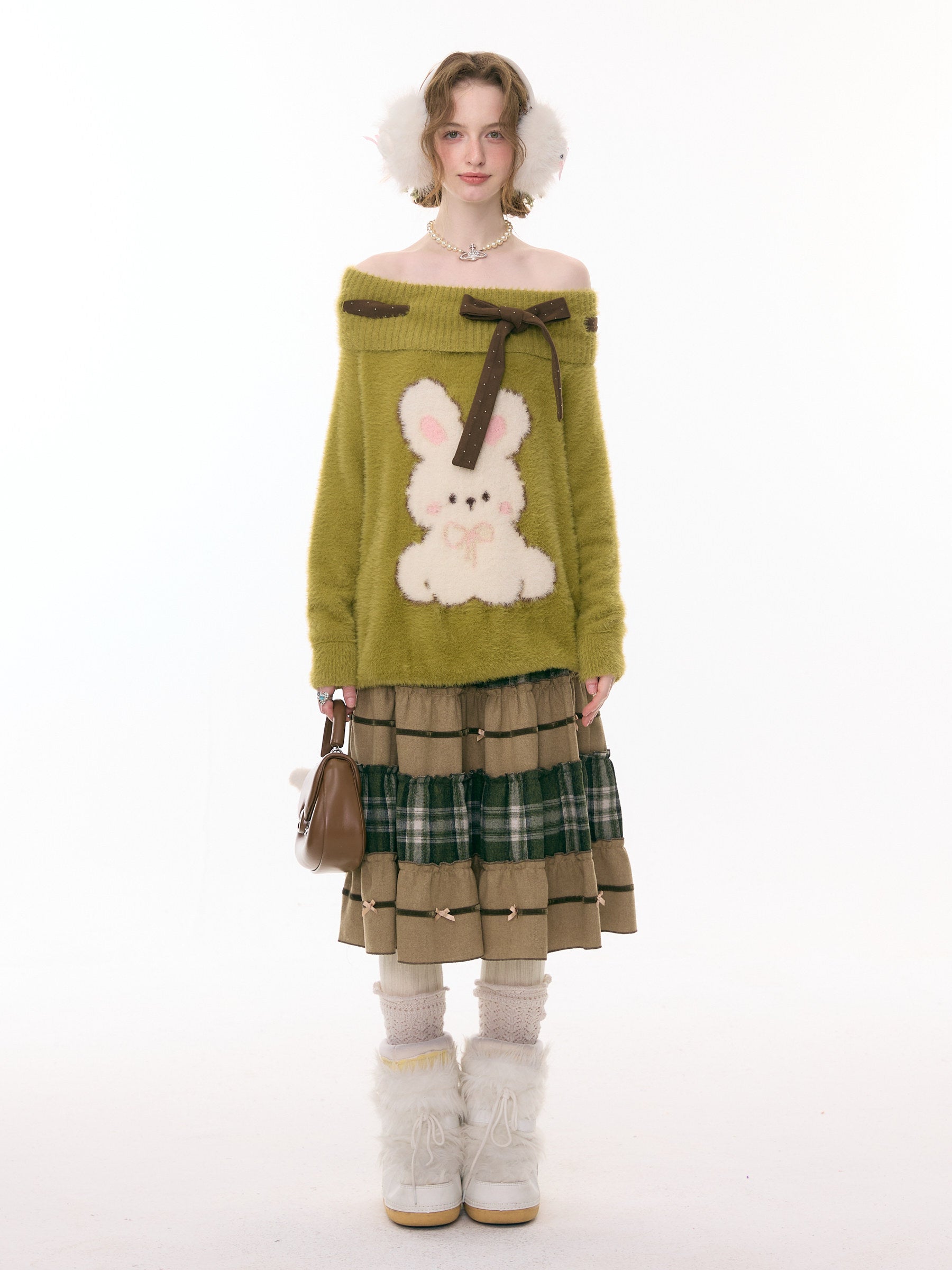 ziziFei - Girly Kei Green Plaid Midi Skirt skirt ziziFei