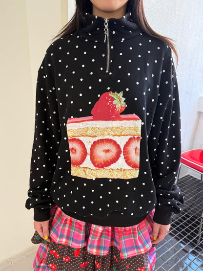 FRUITS - Kawaii Strawberry Print Fleece Sweatshirt sweatshirt Fruits