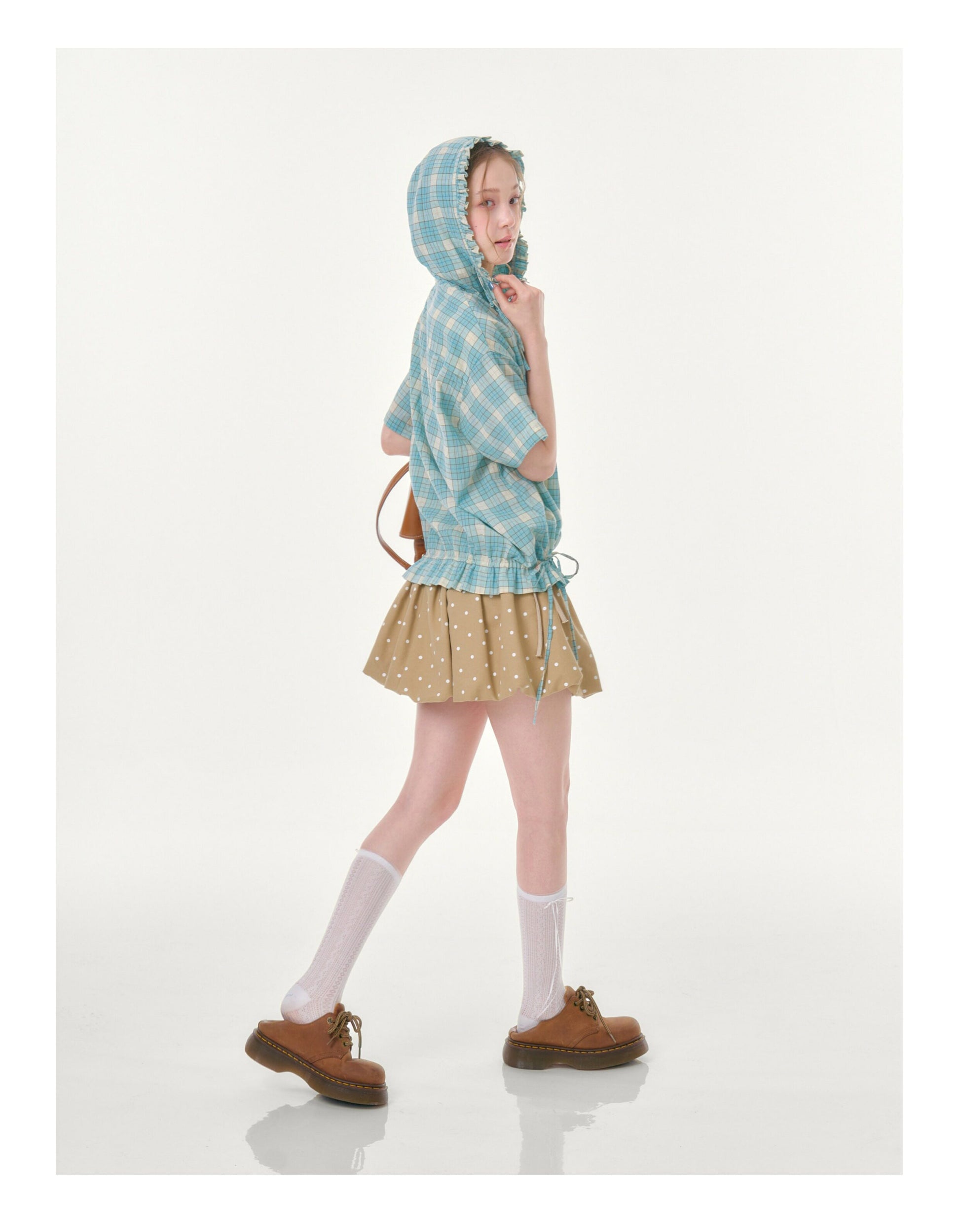 ziziFei - Mint Plaid Hooded Shirt shirt ziziFei