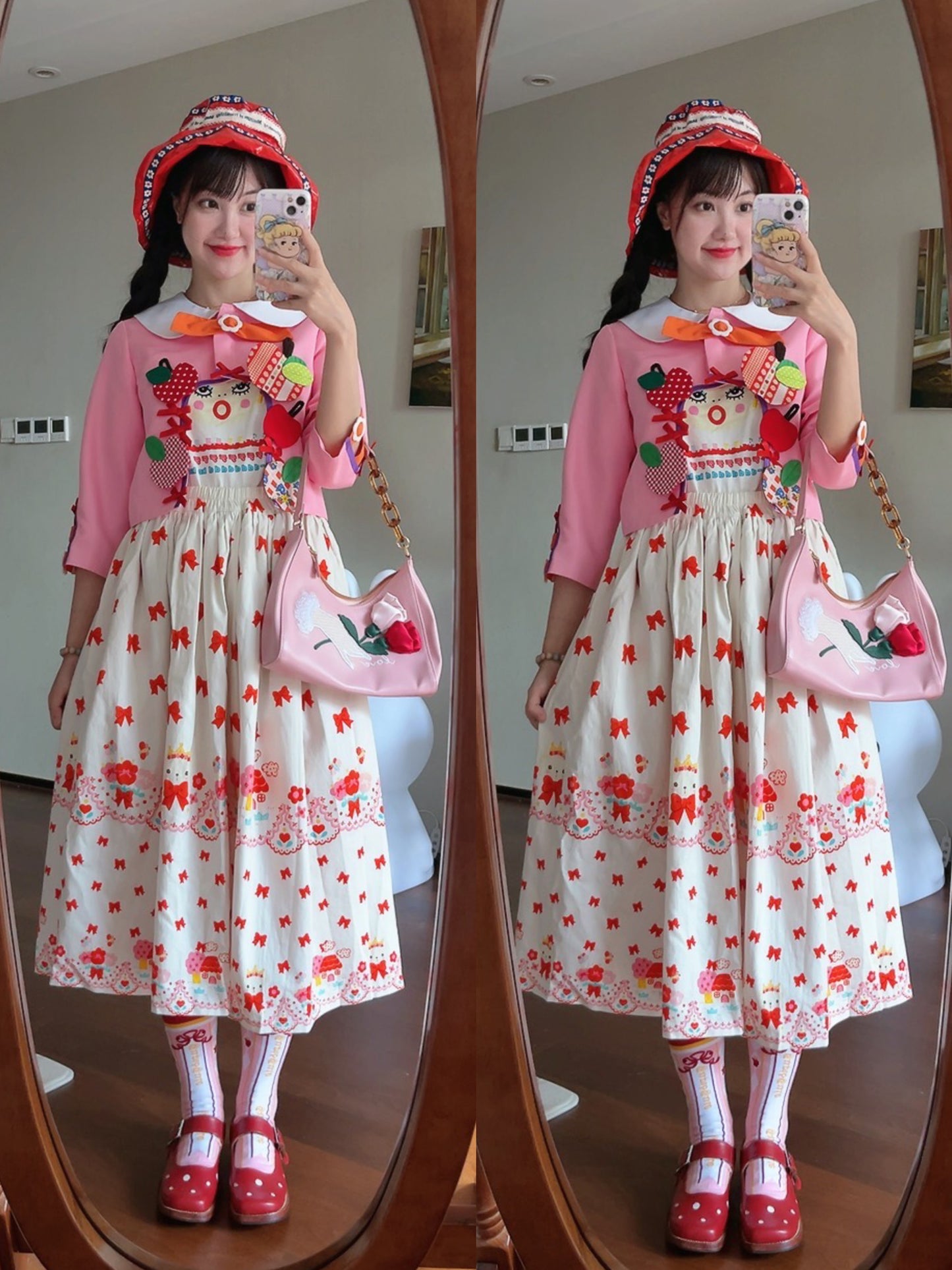 GOODBABY - Pink Fruit Patchwork Vintage Short Jacket jacket goodbaby