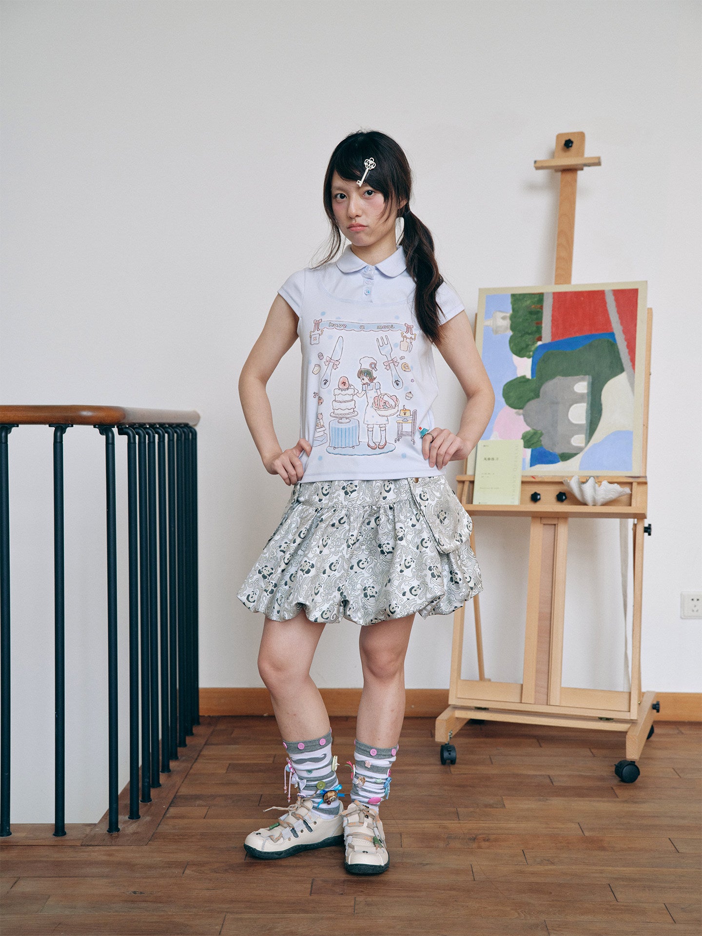 Have A Meal - Peter Pan Collar Cotton Tee