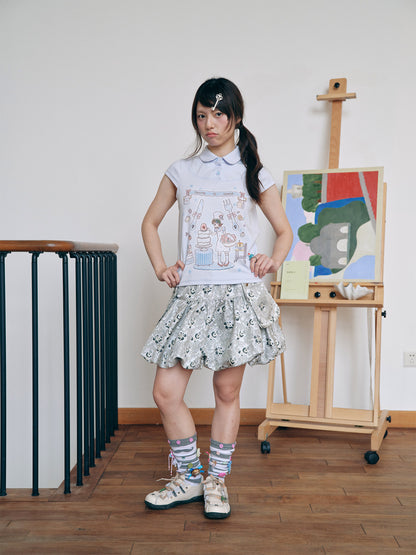Have A Meal - Peter Pan Collar Cotton Tee