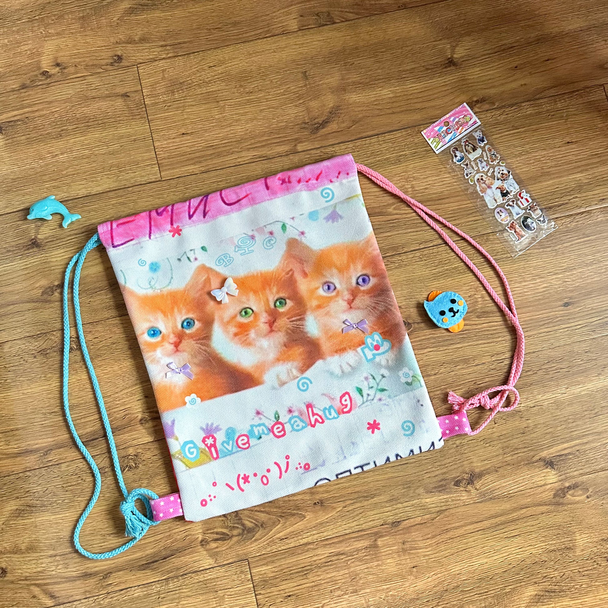 BodyTalk - Kawaii Cat Canvas Drawstring Bag bag bodytalk