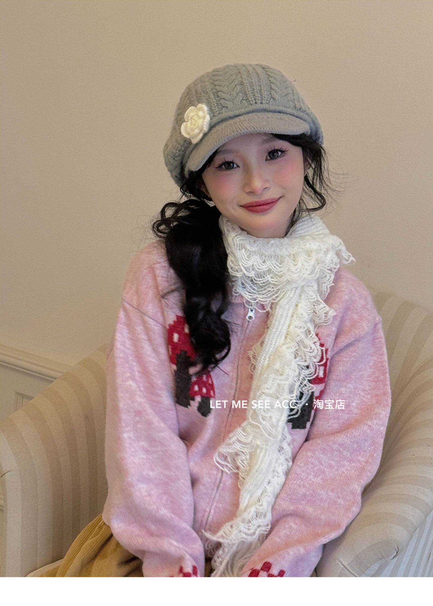 LET ME SEE - Y2K Vintage Crochet Fringe Knit Scarf scarf let me see