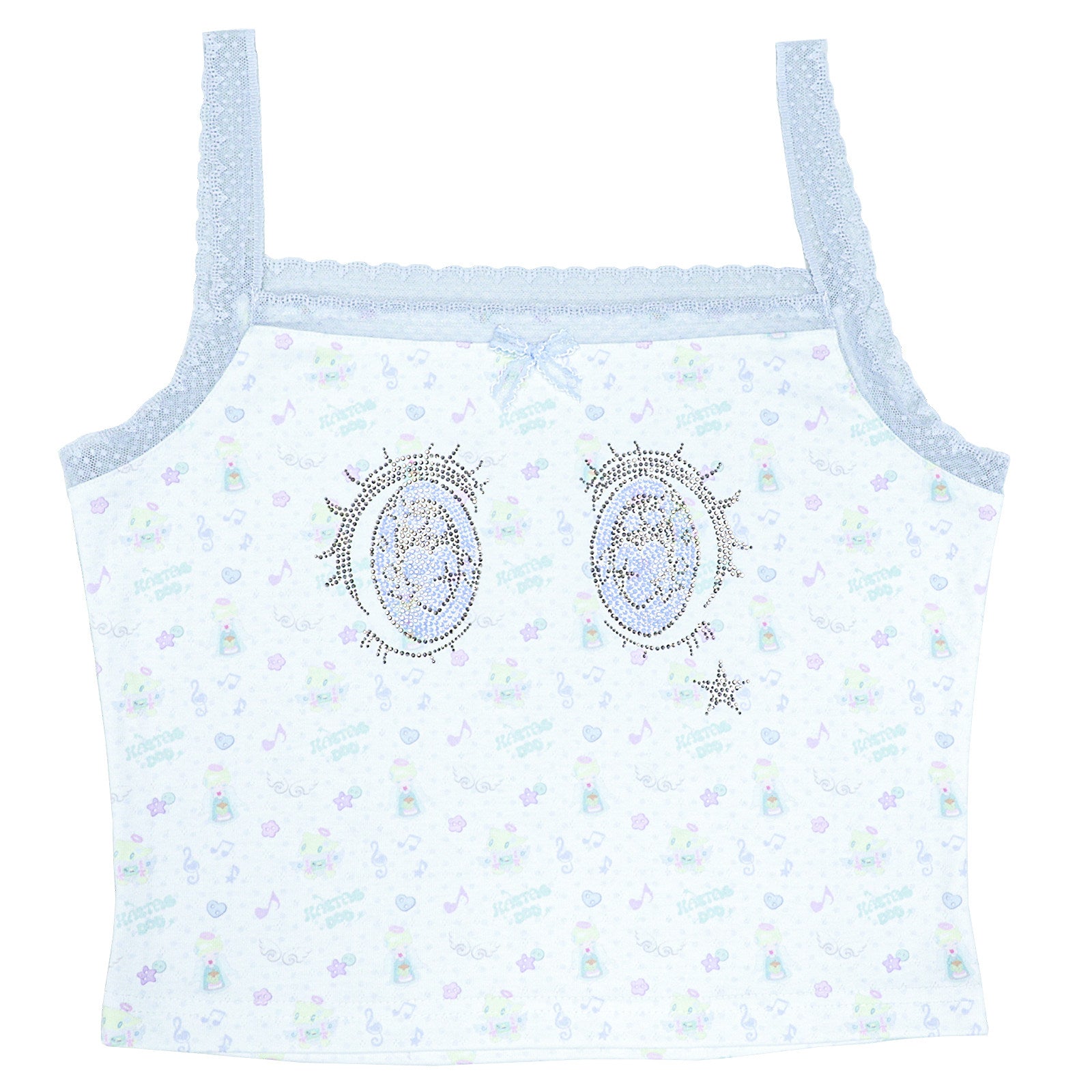 Hashtag DDD - Cartoon Eye Rhinestone Lace Cami camisole Hashtag DDD S