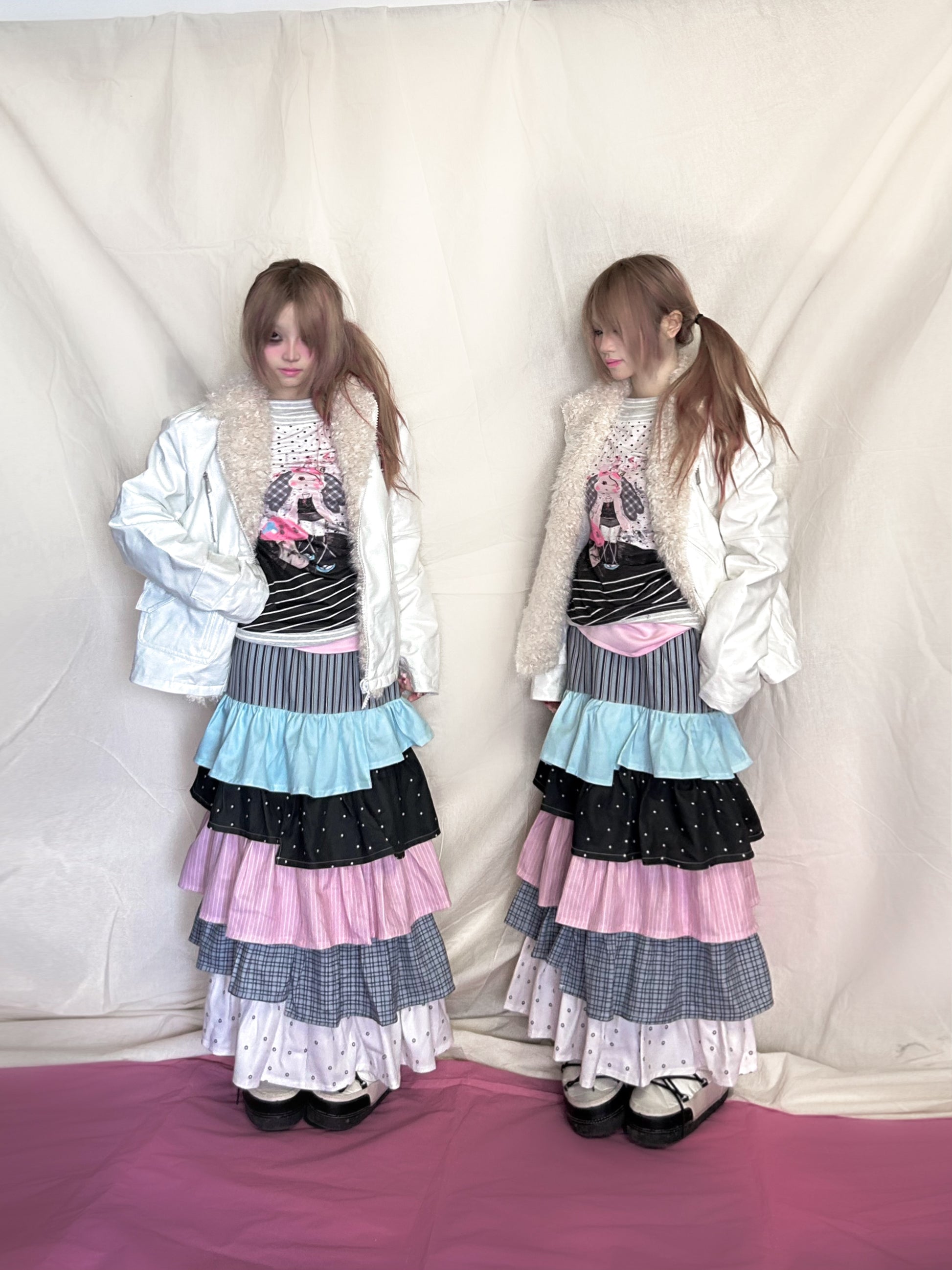 YJM with biubiu Irregular Layered Skirt | Harajuku Colorful Skirt skirt YJM with biubiu