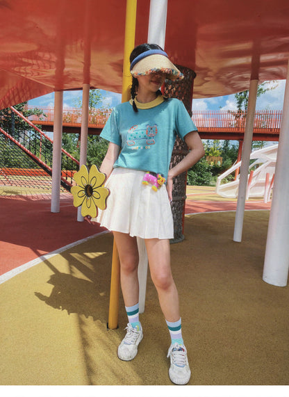 uodycoco – Embroidered Ribbed Collar T-Shirt tshirt uodycoco