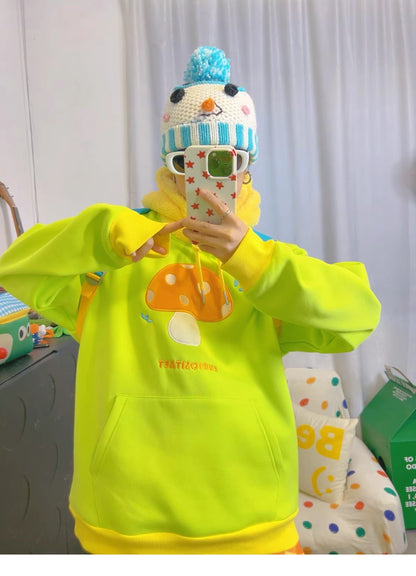 KURIOSITAET - Green Mushroom Embroidered Hoodie hoodie KURIOSITAET