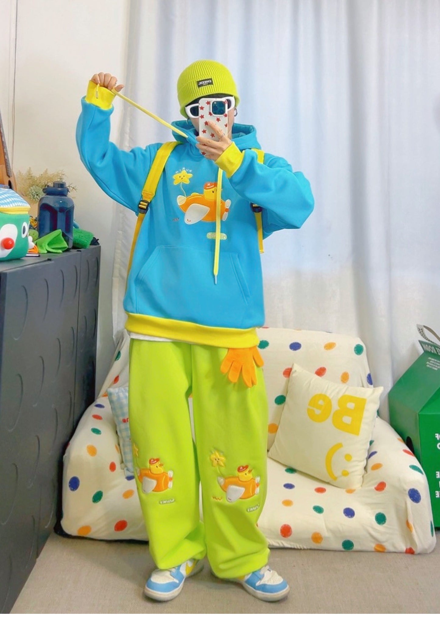 KURIOSITAET - Blue Embroidered Hoodie hoodie KURIOSITAET