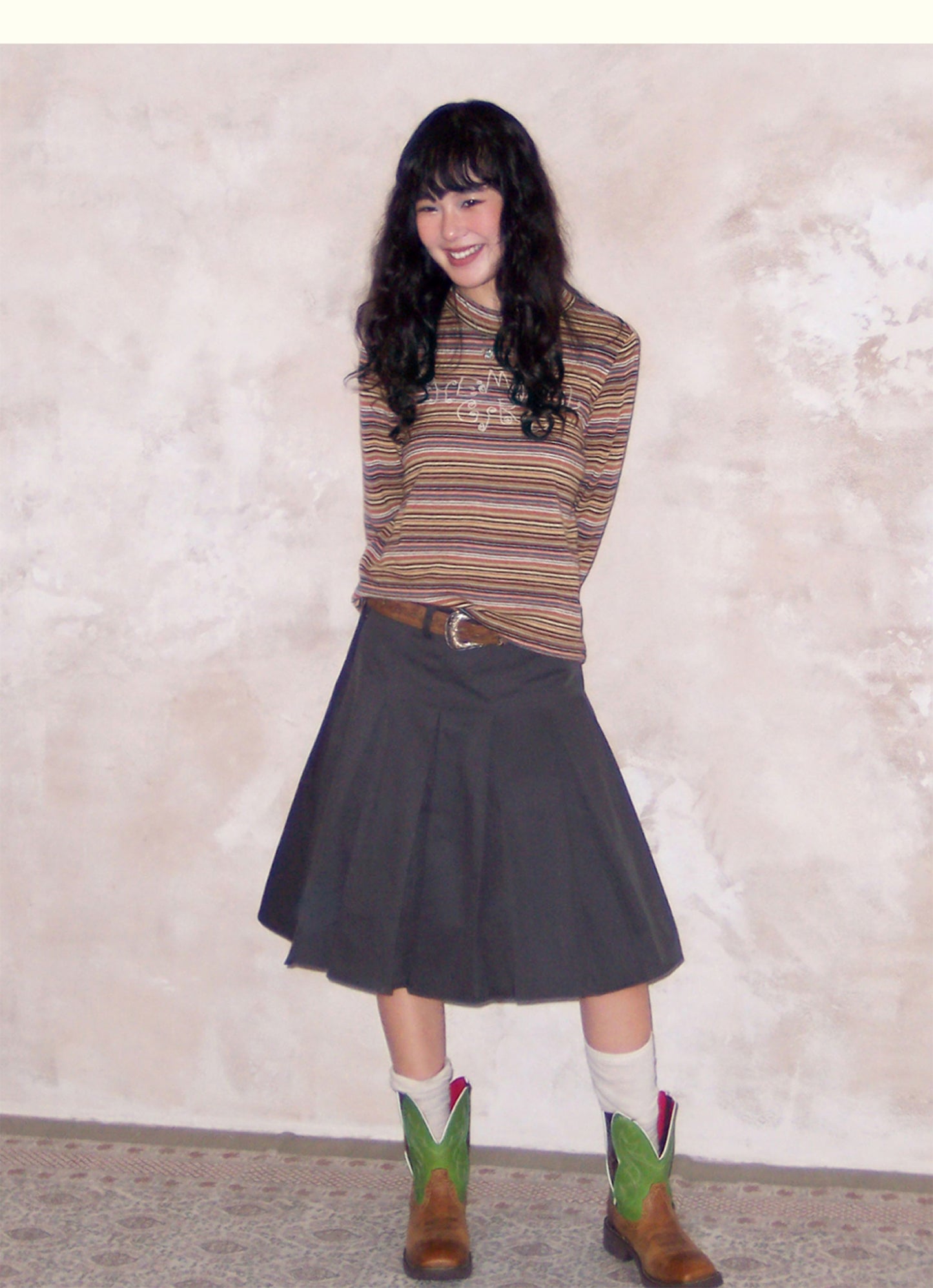 Chemical Girl - Vintage Striped Embroidered Long Sleeve T-Shirt shirt chemical girl