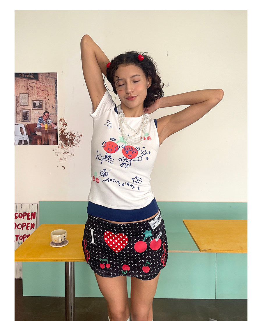 UnsocialNight - Cherry Note Skort Shorts skirt UnsocialNight
