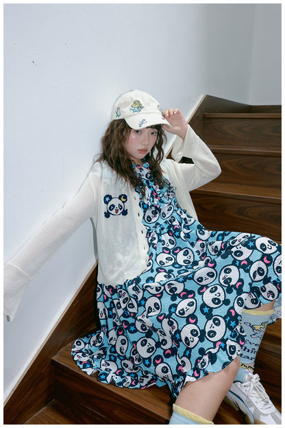 tntntutu Cute Summer Bubble Dress | Harajuku Blue Panda Dress dress tntntutu