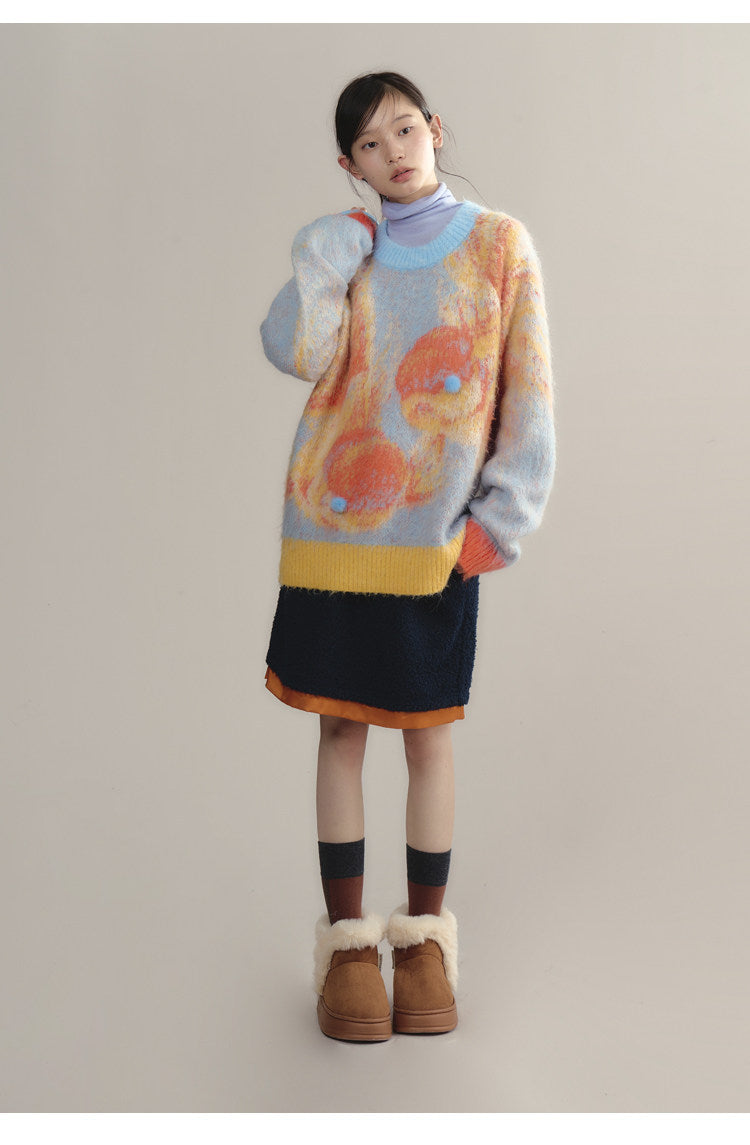 uare - Blue Koi Fish Knit Sweater sweater uare