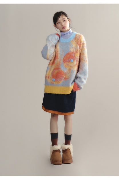 uare - Blue Koi Fish Knit Sweater sweater uare