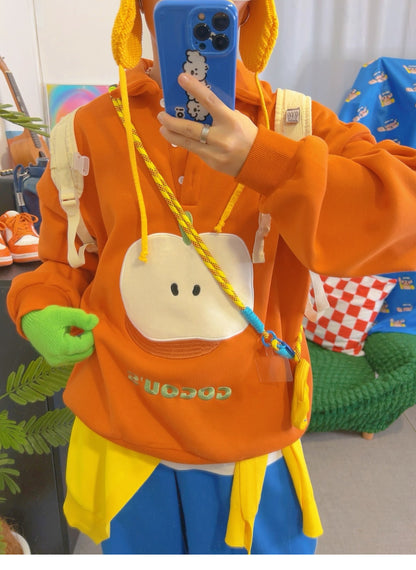 KURIOSITAET - Decora Kei Orange Fleece Hoodie sweatshirt KURIOSITAET