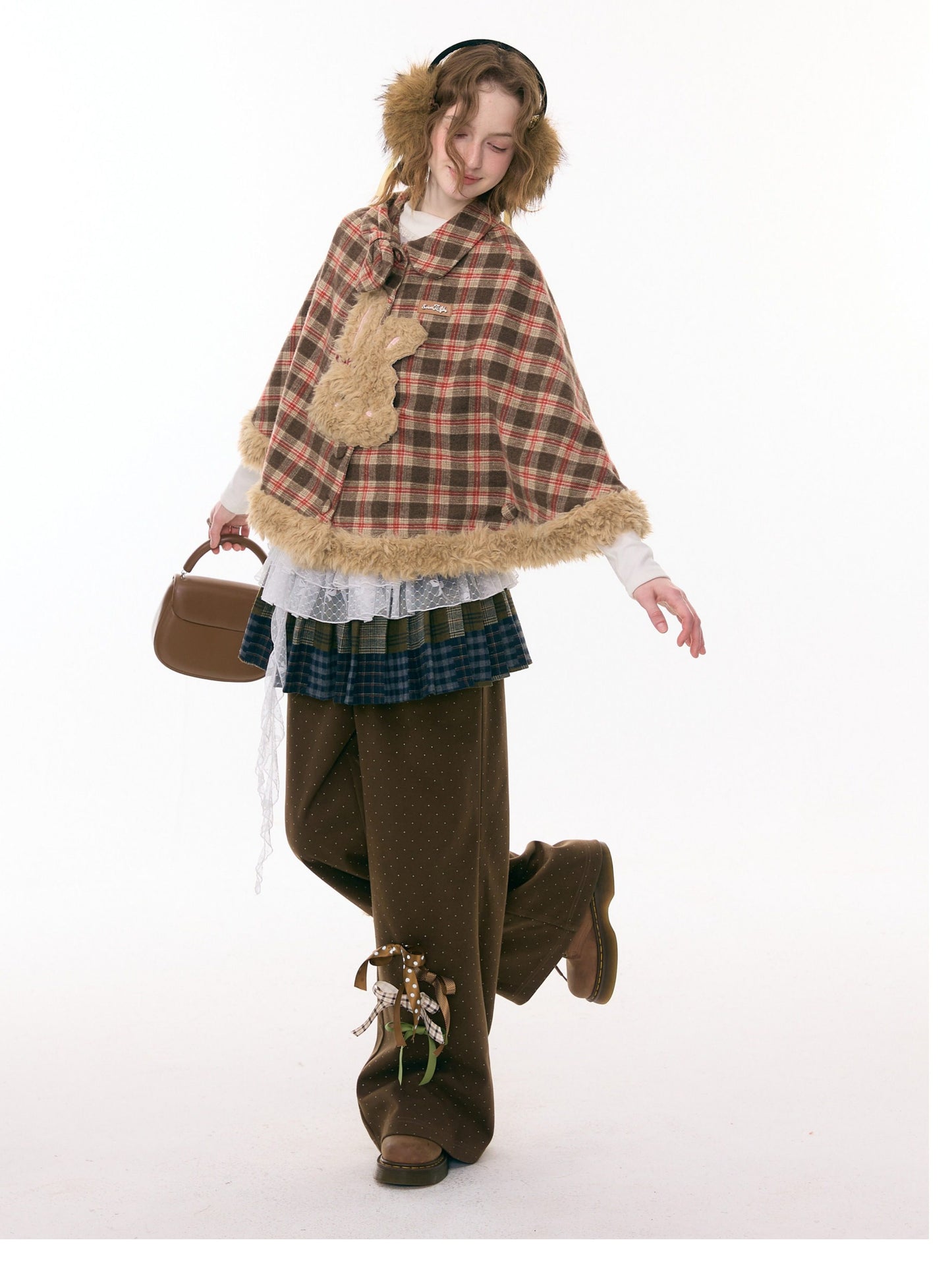 ziziFei - Girly Kei Bunny Plaid Cape Coat cape ziziFei