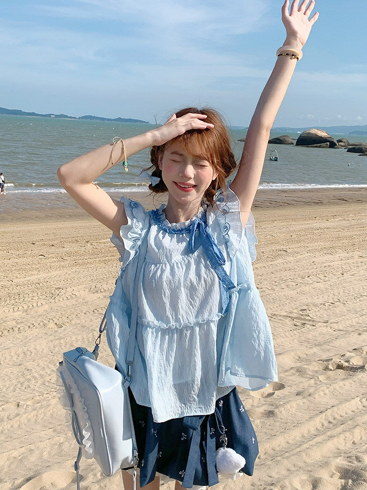 SingSong - Embroidered Kawaii Two-Piece Set set singsong