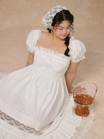 LaceMade - French Style Cinderella Cotton Lace Princess Dress Plus Size dress LaceMade