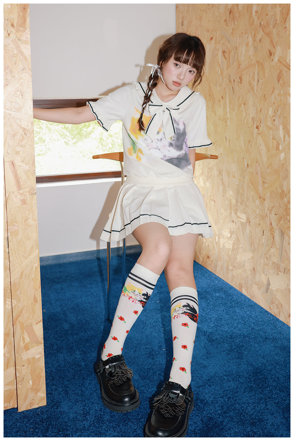 Tntntutu - Kidcore Cat Print Sailor Set set tntntutu